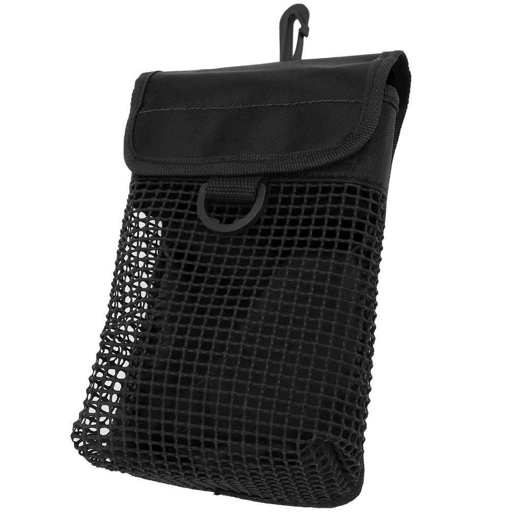 21x14cm Portable Diving Mesh Gear Bag with Hang Buckle Lightweight Underwater Surface Marker Buoy Mesh PouchBlack