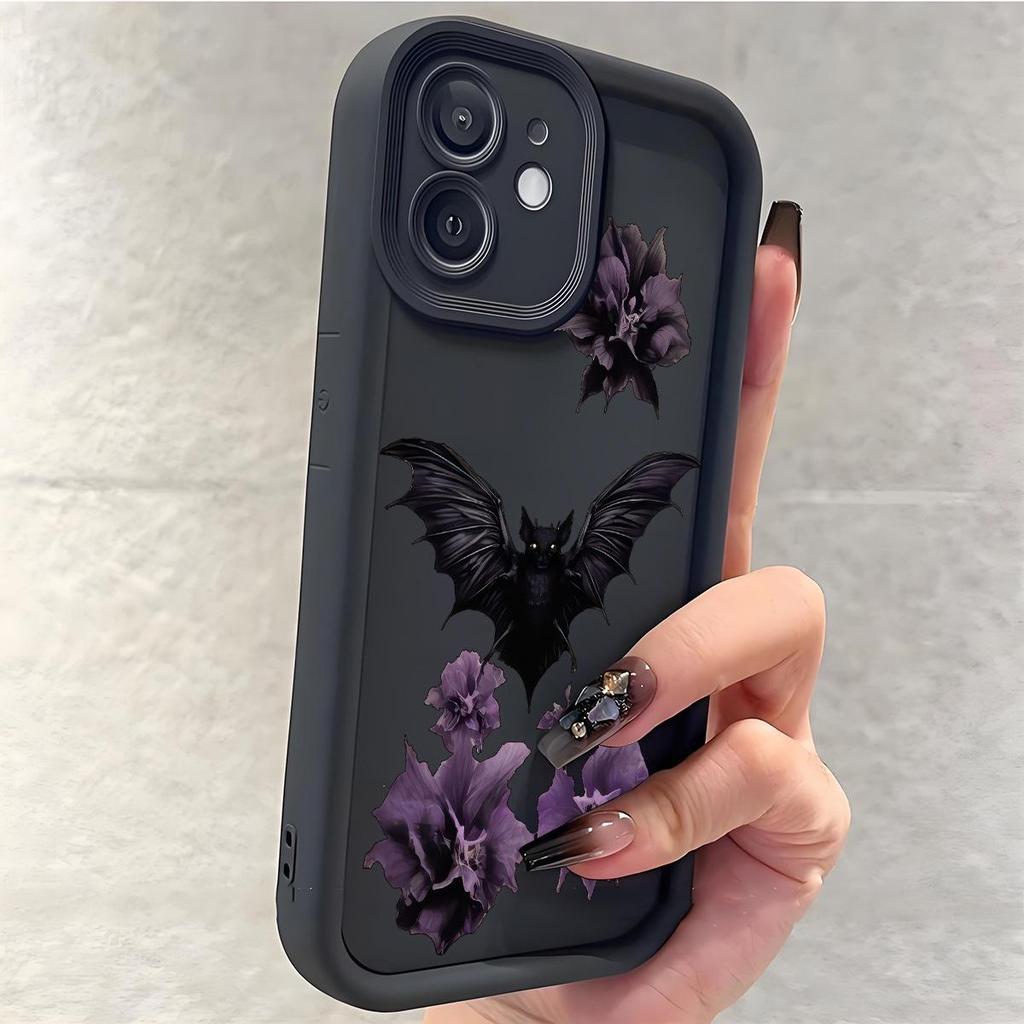 Фиолетовый Летучая Мышь и Цветок Хэллоуин Чехол для iPhone 17/16/15 - Защита по всей поверхности