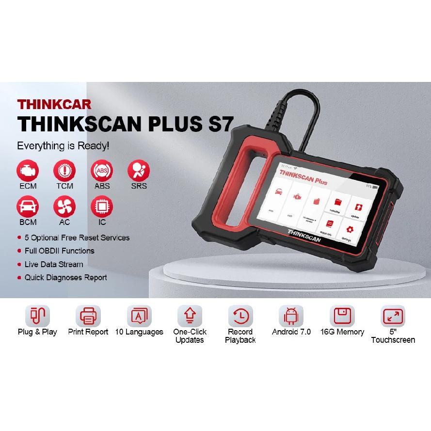 Thinkscan Plus S7 OBD2 Scanner Car Diagnostic Scanner for Engine ABS Transmission AC BCM IC Airbag Code Reader Auto Scan Tools