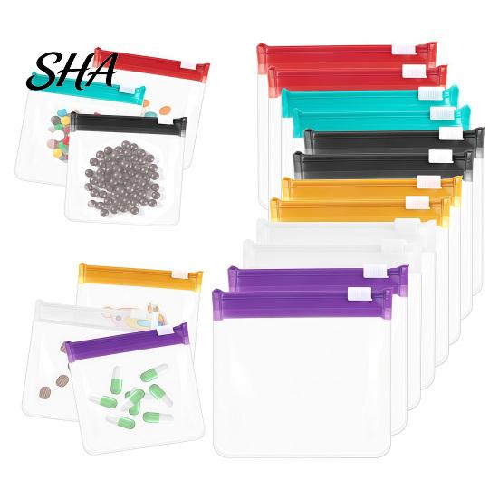 Clear Small Plastic Bags Slide Lock Bags, Thick EVA Reusable Storage with Colored Slider, Pill Pouches, for Coin Jewelry Paper Clips Candy Travel