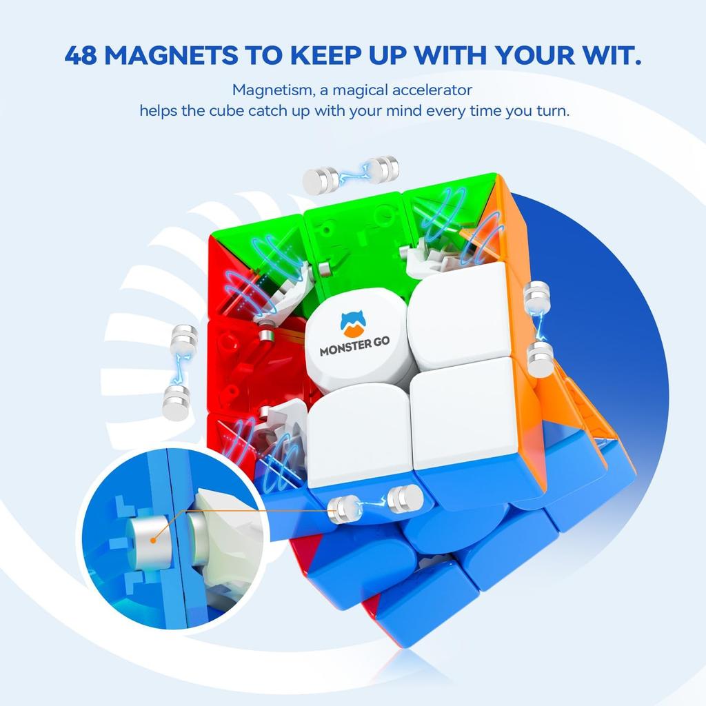 Магнитный кубик Рубика 3x3 Monster Go EDU Monster Go Бесцветный - MG356 Обучающий кубик-головоломка для детей и начинающих для практики