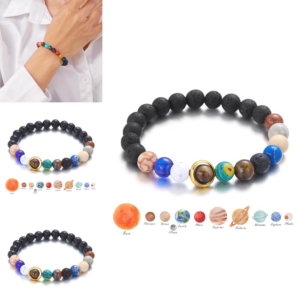 Stylish Natural Stone Celestial Hand Chain With Star And Planet Motifs For Daily Wear