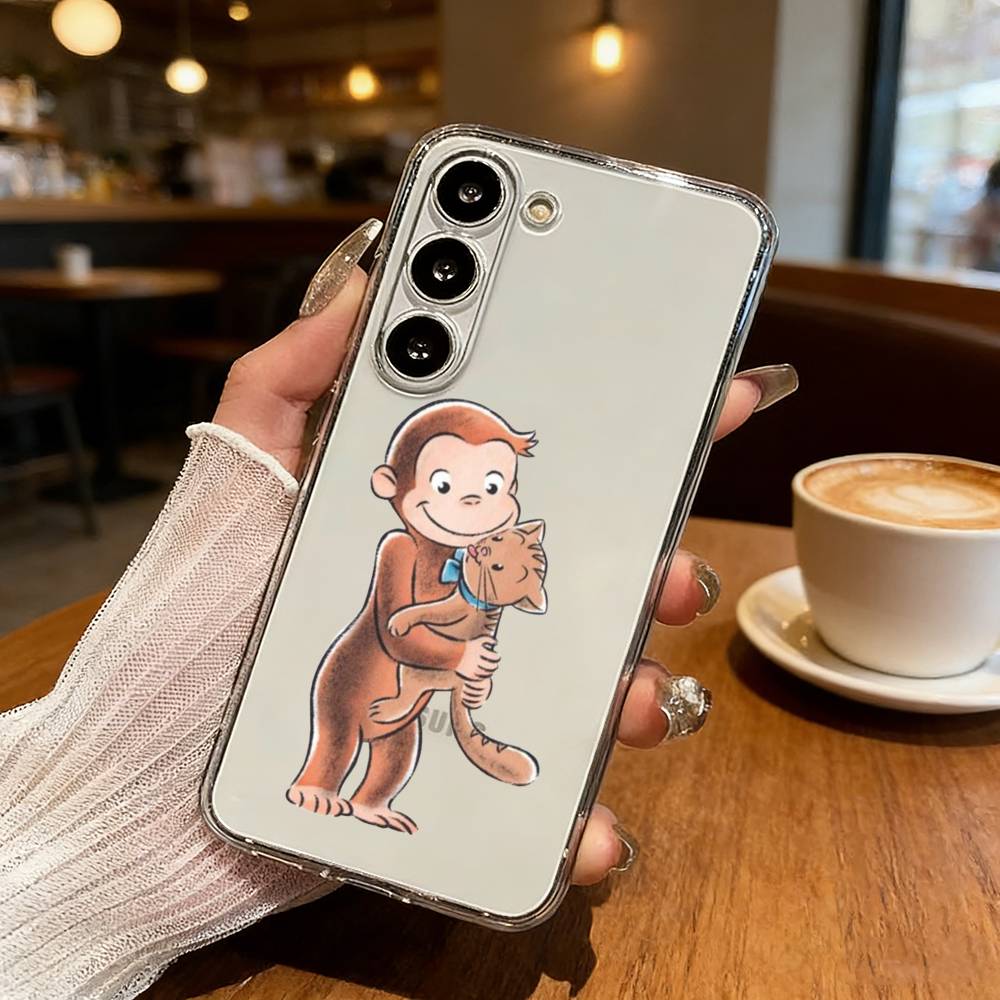 C-CuriousS G-George Monkey Phone Case For Samsung S25,S24,S21,S22,S23,S30,Ultra,S20,Plus,Fe,Lite Transparent Cover