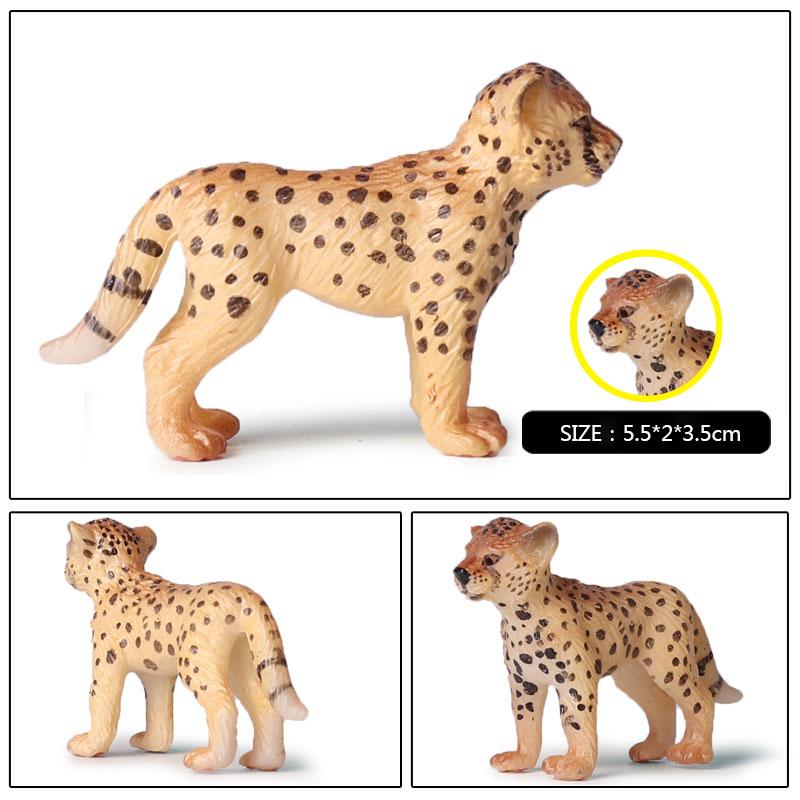 Oenux African Wild Animals Simulation Savage Cheetah Snow Leopard Jaguar Action Figure Figurines PVC Model Educational Kid Toys