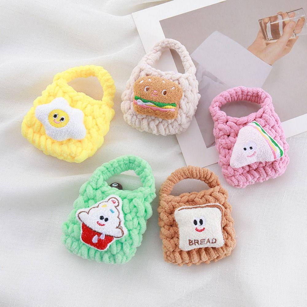 Plush Crochet Mini Knitted Handbag Hamburg Portable Coin Purse Headset Charging Box