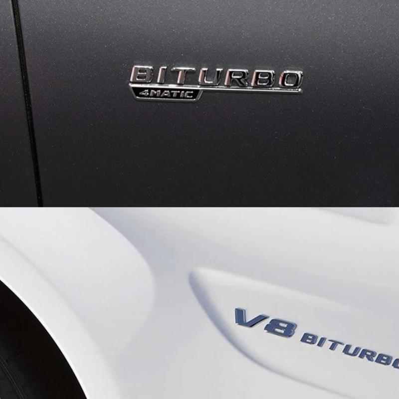 Эмблема с буквами для V12 BITURBO V8 BITURBO 4MATIC+ TURBO 4MATIC Стиль автомобиля Логотип на крыло Наклейка Хром Черный Красный