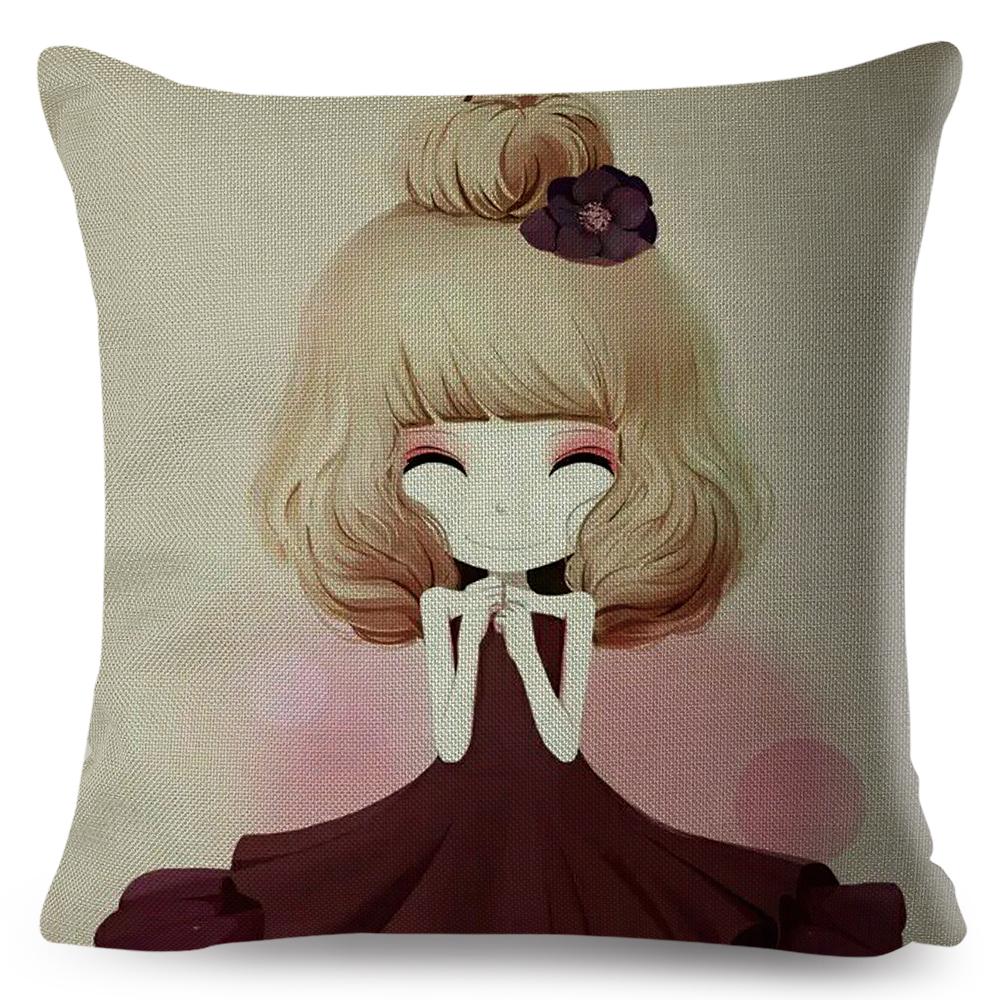 Dreamy Scene Illustrated Cushion Cover Umbrella Flower Soft Background Art Print Soft Square Pillow Modern Home Decor xcm