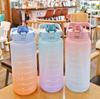 Gradient Color Large Capacity Sports Water Bottle with Straw and Bounce Cover
