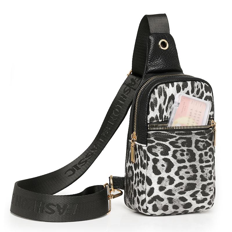 Нагрудная сумка с леопардовым принтом, женская сумка через плечо, контрастная по цвету сумка для мобильного телефона на плечо, маленькая сумка