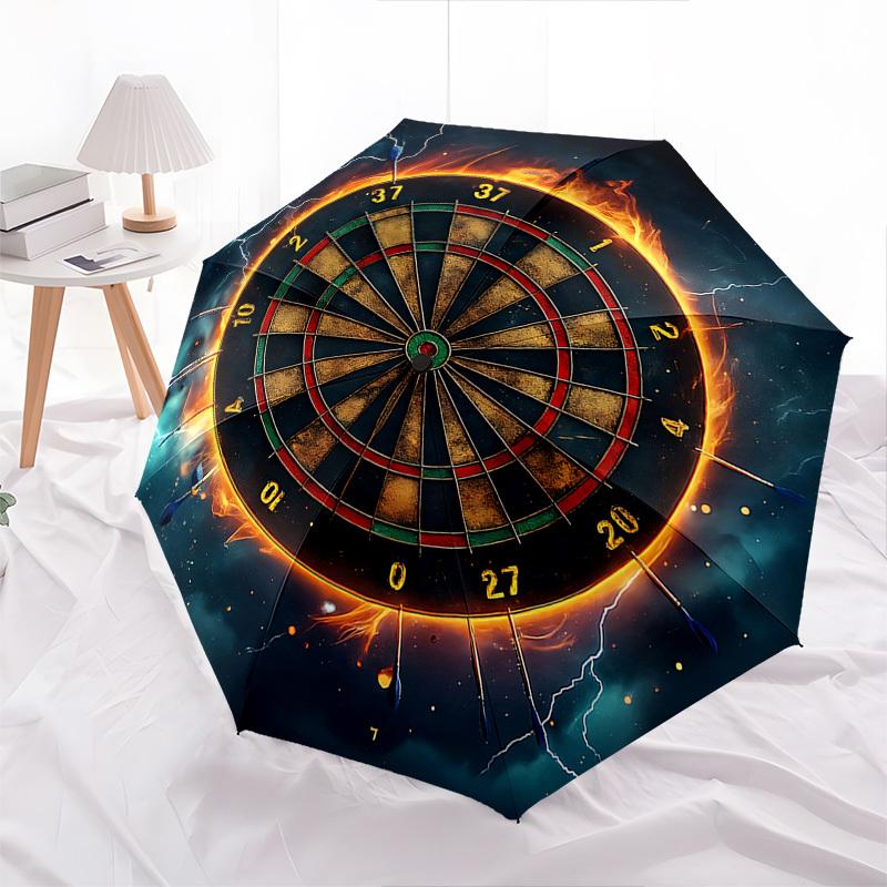 Dartboard Thunderstorm Themed Automatic Opening and Closing Umbrella, Brightly Colored 8-rib Portable Umbrella, Suitable for Men and Women,