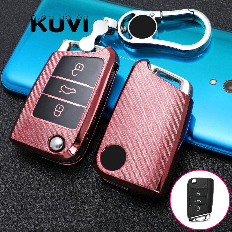 Чехол для ключей из ТПУ из углеродного волокна для VW Volkswagen Golf 7 MK7 Tiguan MK2 для SEAT Ateca Leon FR 2 Ibiza для Skoda Octavia A7