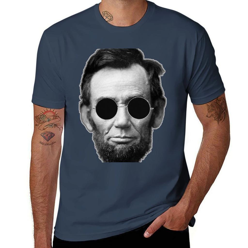Abe And Sunglasses Cheap Lincoln Tshirt Basic Casual Wear Short Sleeve Top