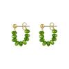 Forest Green Retro Beaded Hoop Earrings - Women's Ins Style