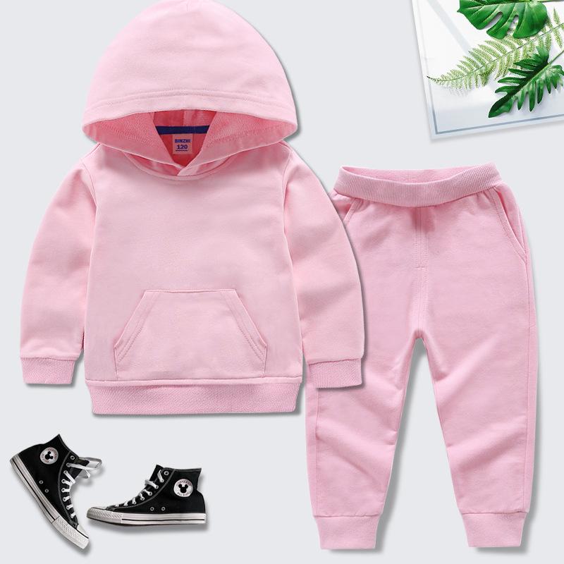 Детский хлопковый худи и штаны - комплект из двух предметов для мальчиков и девочек - весенне-осенняя спортивная одежда