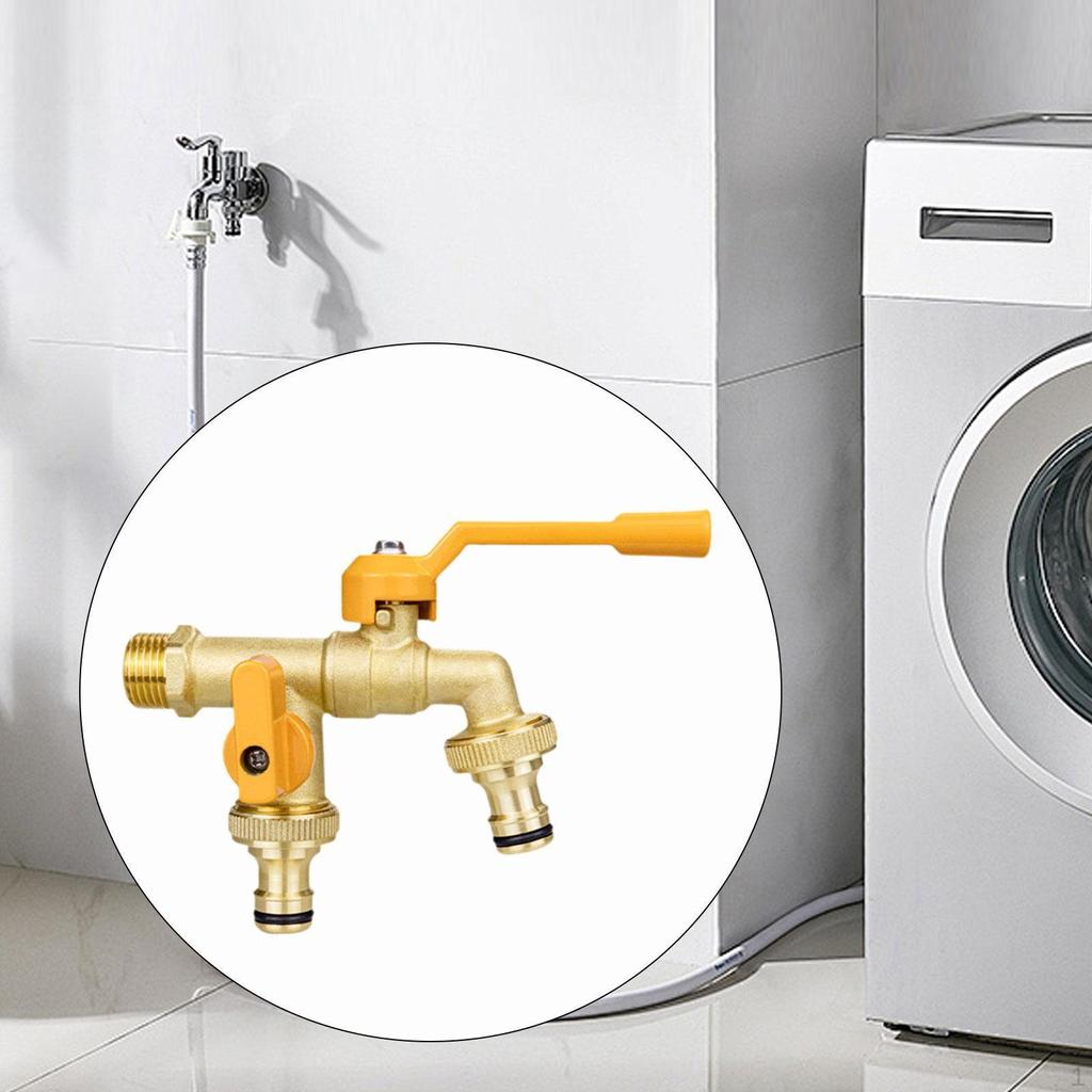 Смеситель для стиральной машины с двойным изливом, универсальный, простой в установке, медный водопроводный кран для стиральной машины