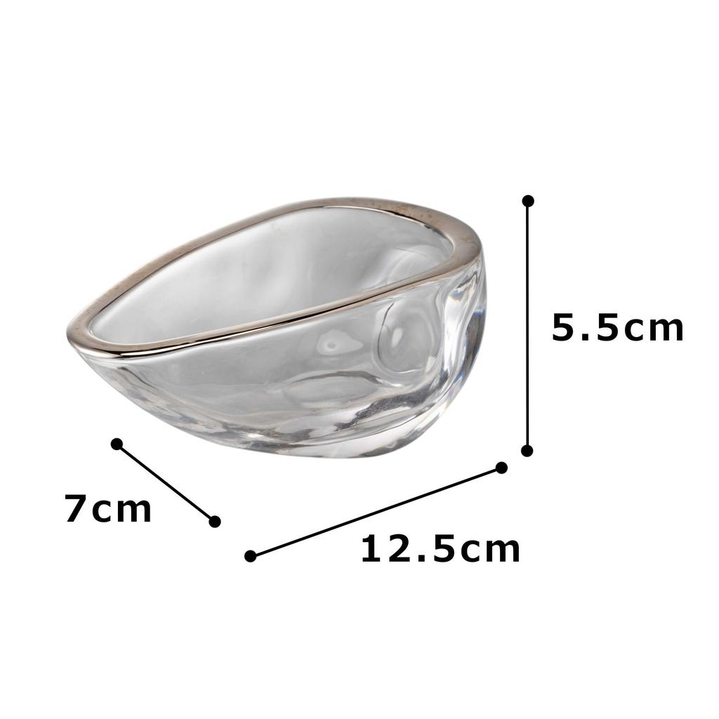 Aoyama Glass Glass Small Bowl with Small Dish, 7cm, Platinum, Made in Japan, AMG-CA-P207P