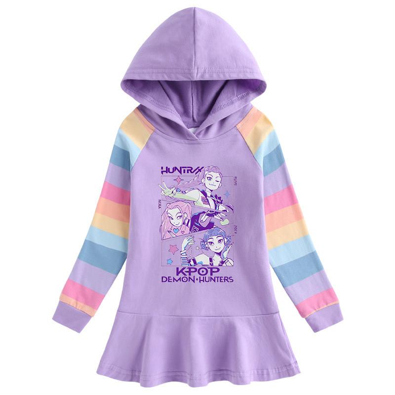 Girls Kpop Rumi Zoey Mira Hunters Heat Transfer Printing Hooded Dress