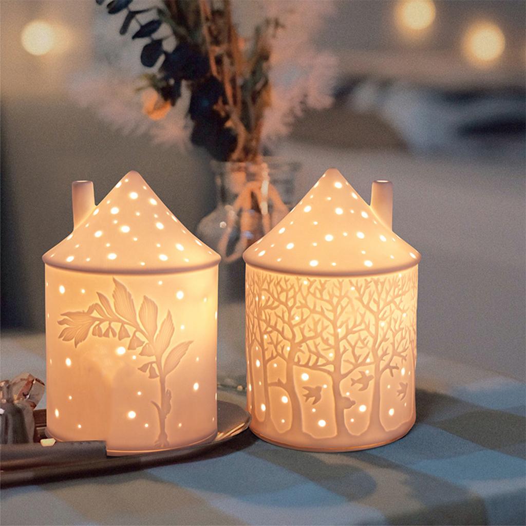 Ceramics Candlestick House Shaped Candle Cup Perfect for Wedding Party Home Decoration Ceramic DIY Candles Holder