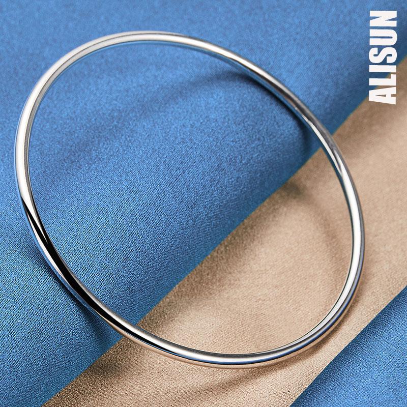 925 стерлингового серебра модный 3 мм гладкий браслет модные свадебные украшения