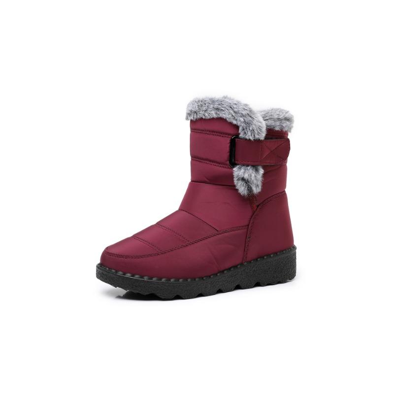 Женские новые зимние сноубутсы, флисовые утепленные теплые нескользящие ботинки, высокие с толстой подошвой, женские ботинки