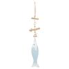 Wood Fish Decor Antique Engrave Safe Eco Friendly Pine Wood Light Blue Hanging Nautical Fish with