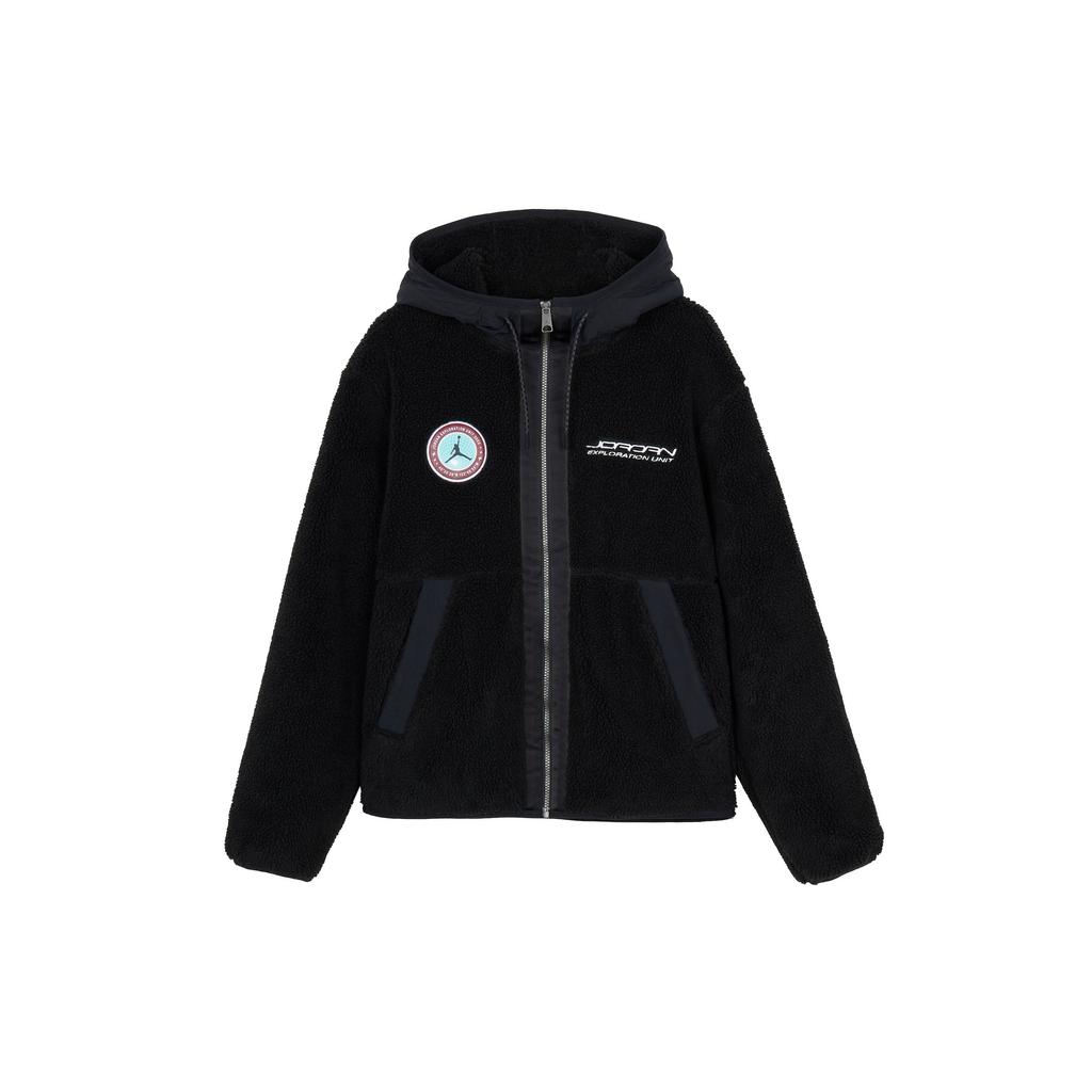 Jordan Logo Patch Zip-Up Fleece Hoodie Men Hoodie Black FB1908-010