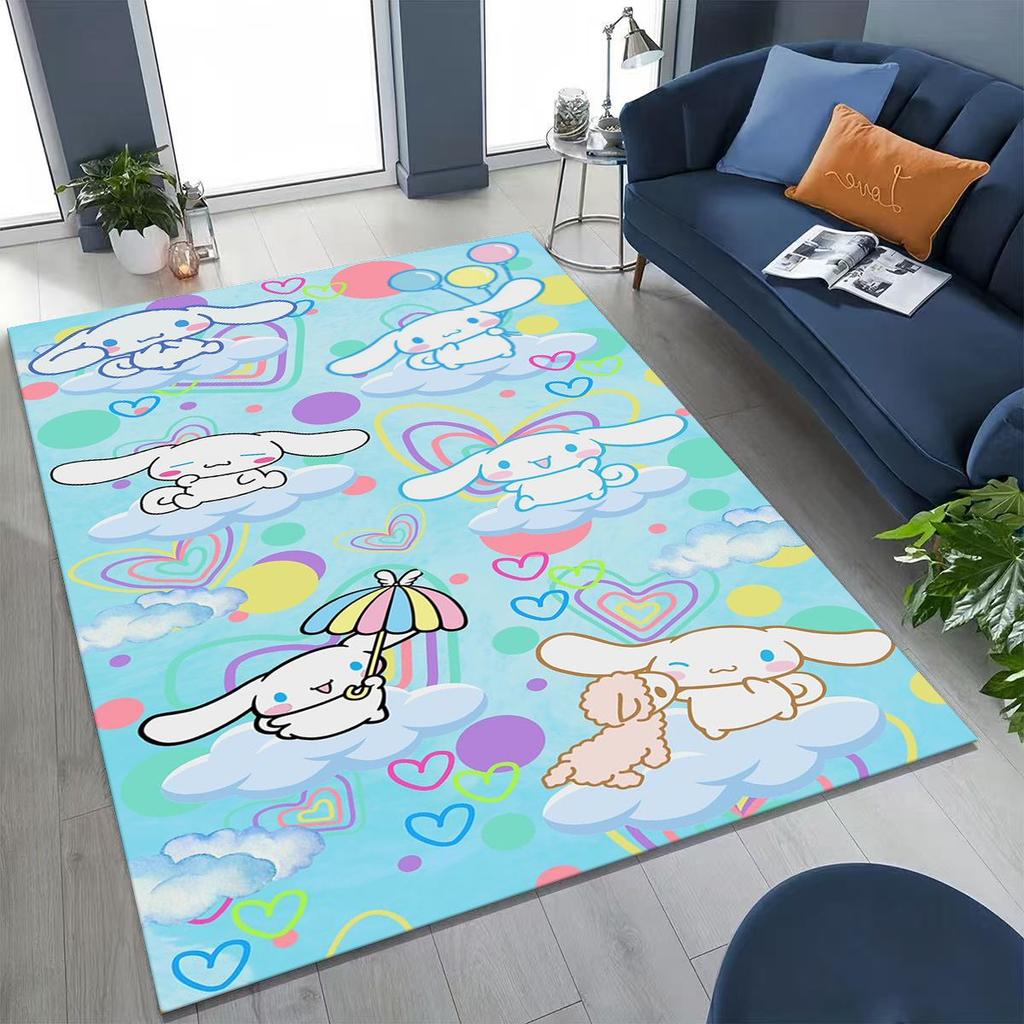 2026 New Cute Cinnamoroll Pompompurin Sanrio Cartoon Rug for Bedroom Living Room Sofa Home Doormat Decor, Kid Non-slip Floor Mat