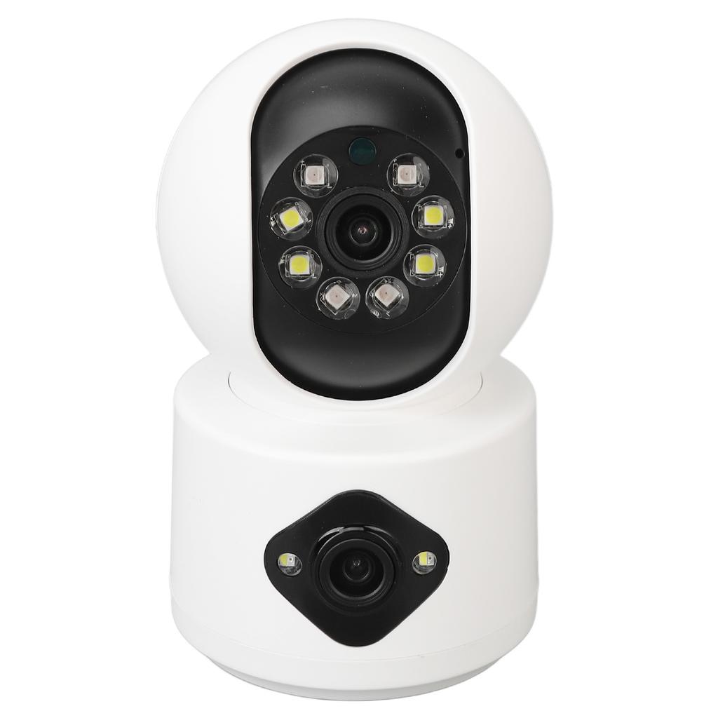 Security Camera Dual Lens HD Night Vision 2 Way Intercom Smart Indoor Camera 100‑240V EU Plug