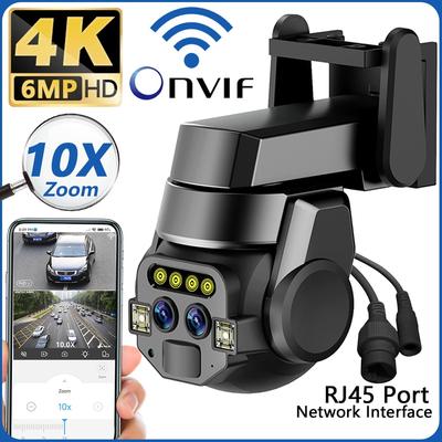 LS VISION EU Outdoor AI интеллектуальная WiFi камера с двумя объективами 10x Zoom 6MP цветная камера ночного видения высокой четкости IP66 водонепроницаемая
