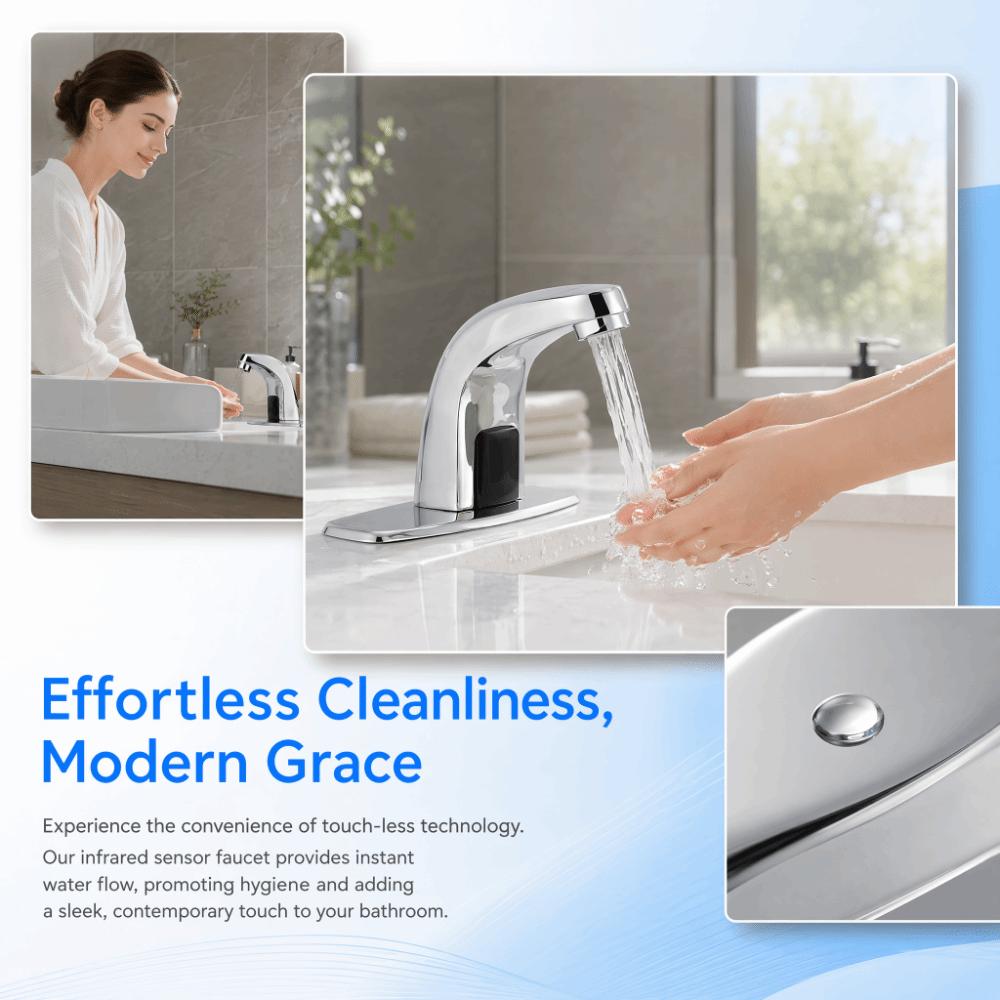 Battery Operated Infrared Faucet PVD Plating Automatic Faucet Bathroom Sink