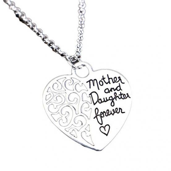 Mother And Daughter Love Forever Hollow Heart Pendant Necklace Mother's Day Gift