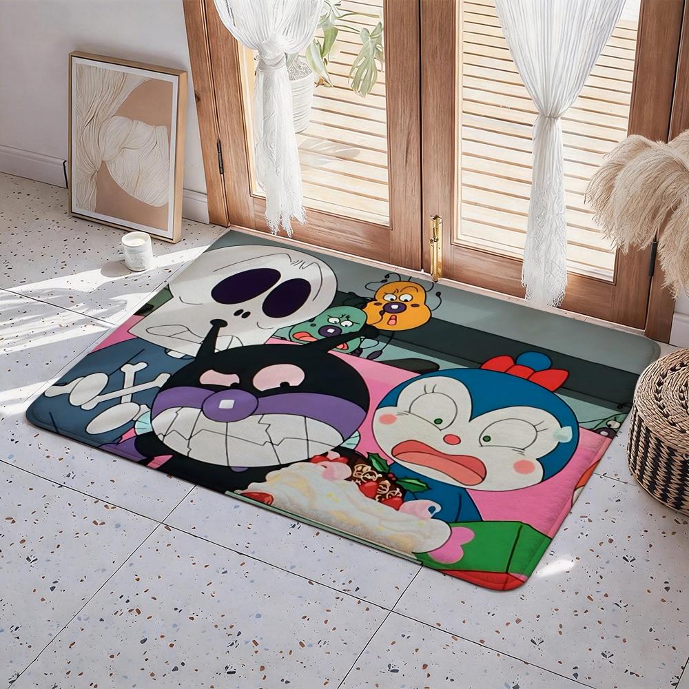 Cartoon A Anpanman Floor Mat Eco Flannel Doormat Non Slip Odorless Indoor Floor Rug Soft Short Plush Home Mat