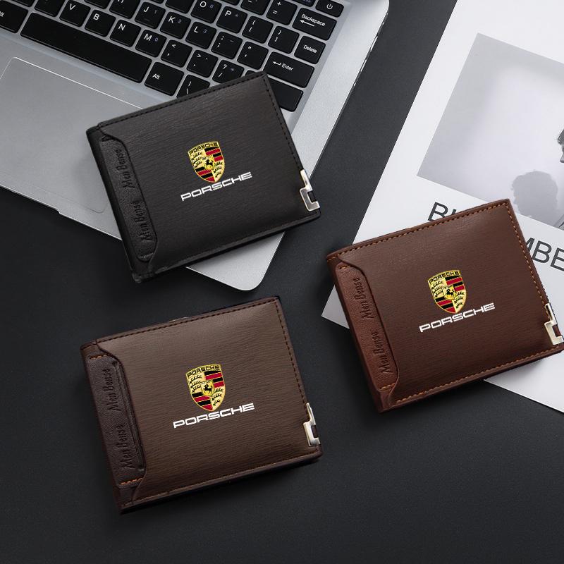 For Porsche KO2Car Driver's Licence Organiser Insurance Card Holder Car Emblem Soft Wallet For Porsche 911 Cayenne 918 Pajun 718 Panamera Macan
