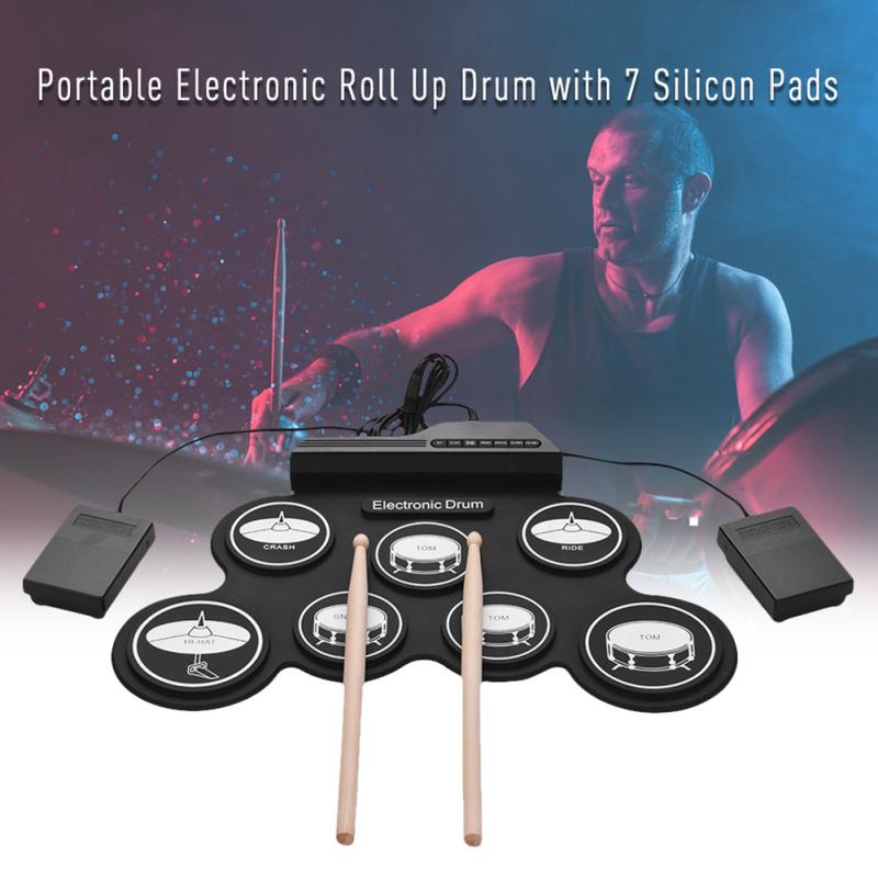 Folding Silicone Hand Roll Usb Electronic Drum Portable Practice Drums Pad Kit With Drumsticks