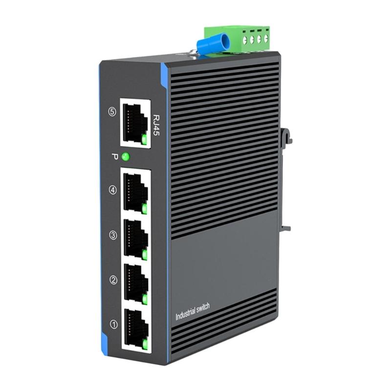 Industrial 5 Port 100Mbps Industrial Switcher 1000Mbps Industry Ethernet Networking Switcher DIN Rail Mounted Data Transfer
