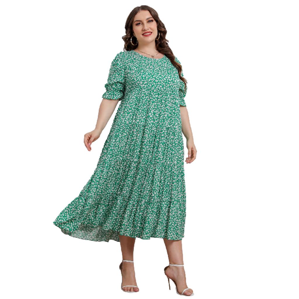 Женское платье больших размеров, летнее свободное платье с коротким рукавом и принтом, пляжные платья