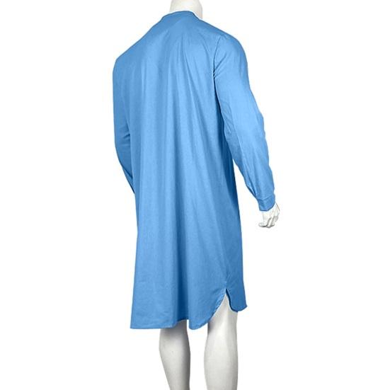 Мужская пижамная рубашка с длинным рукавом, однотонная универсальная ночная рубашка, повседневная одежда, дизайнерская рубашка с пуговицами, мужская поставка