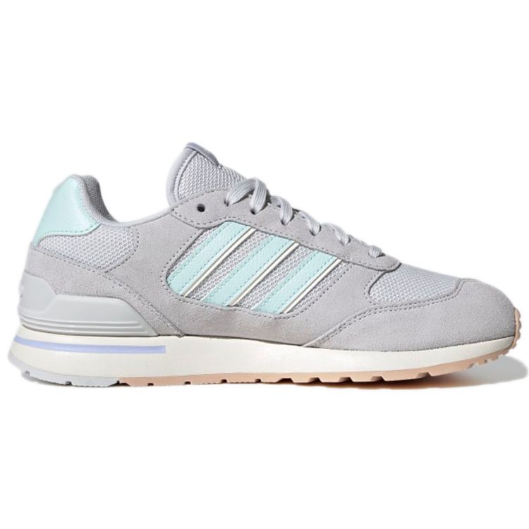 adidas Neo Run 80-е Удобная ткань Кожа Нескользящие Износостойкие Низкие Кроссовки для бега Женские кроссовки Серо-синие GV7301
