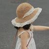 Lace Up Children Straw Sun Hat Shading Hat Anti-UV Sun Hat Cartoon Sunshade Hat Korean Style Foldable Children's Visor Hat