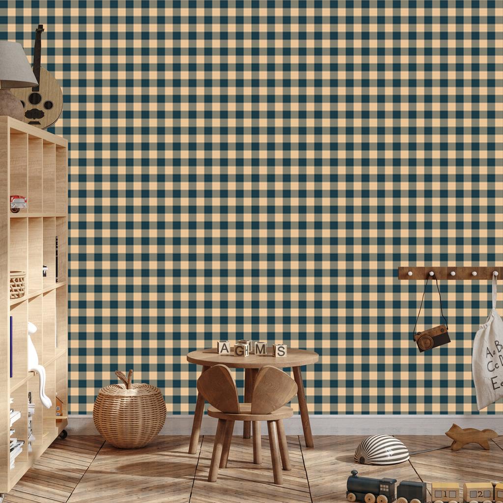 Christmas Autumn Plaid Wallpaper Brown and Cream 50x1000