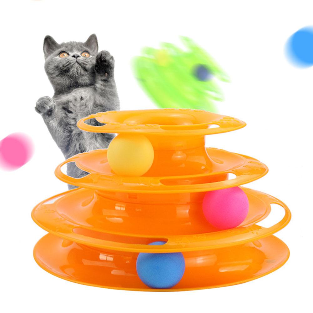 3 Layer Interactive and Stimulating Cat Turntable Toy with Caged Mouse Ball
