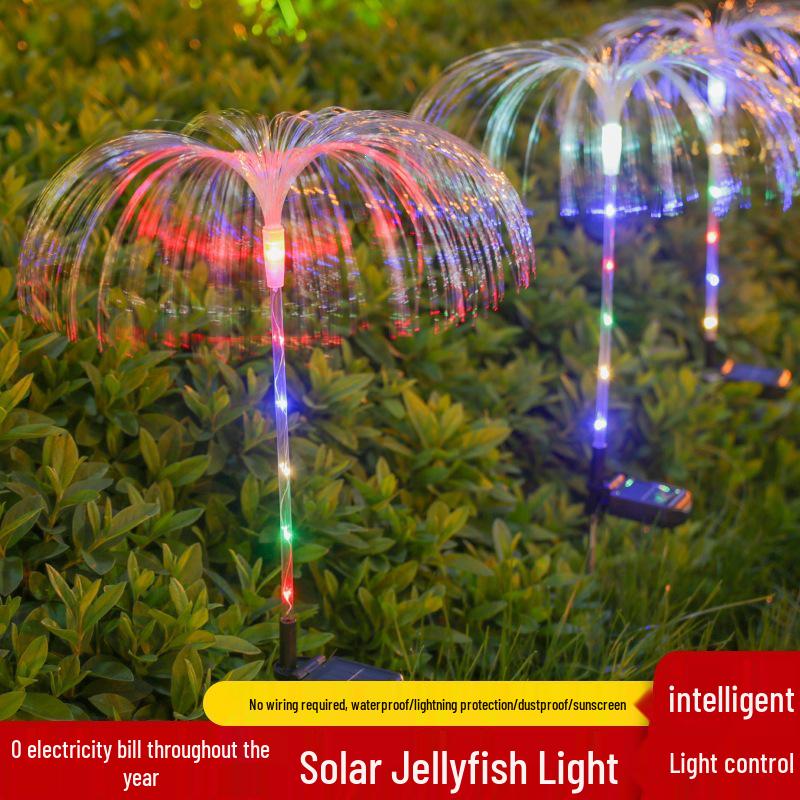 Outdoor Waterproof Fiber Optic Jellyfish Light: Seven-Color Changing Solar Garden Landscape Night Light
