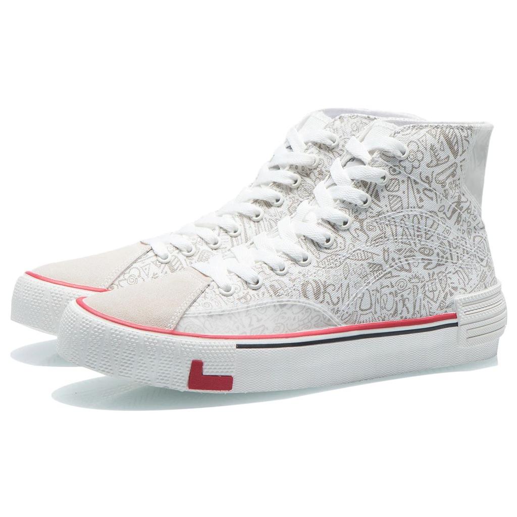 Li Ning We Are Canvas Hi Trendy Versatile Casual High-Top Sneakers Women Sneakers White Gray AECR012-1