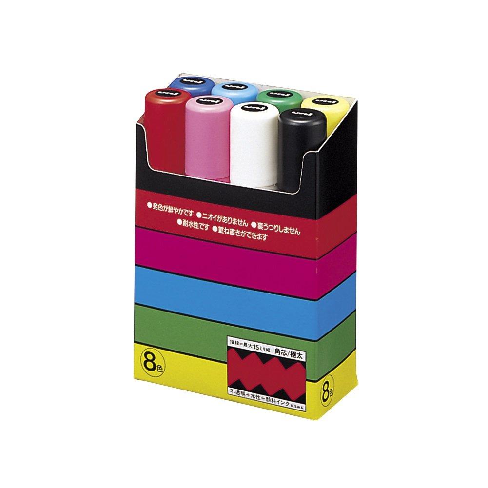 Mitsubishi Pencil Uni Posca Sign Chisel 8 PC17K8C Water-Based Pen, Extra-Bold Tip, Colors,