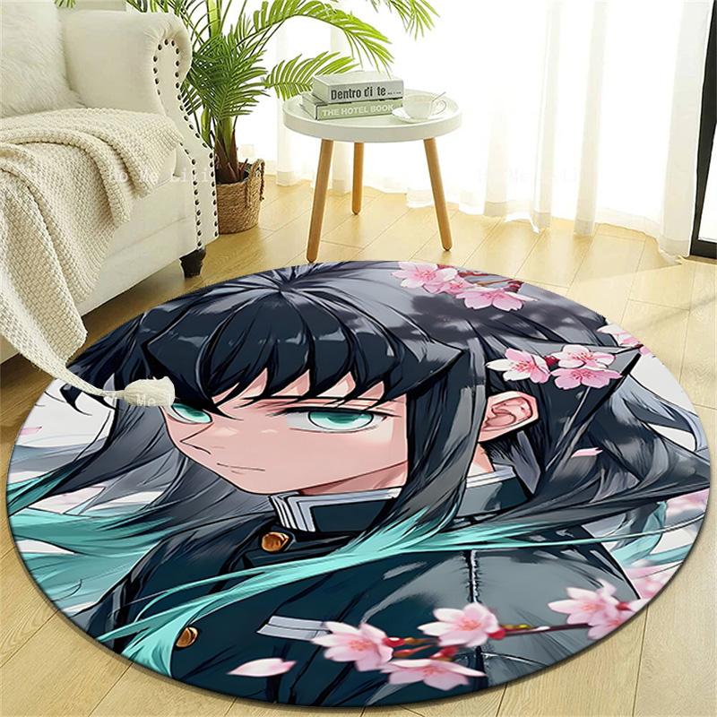 1pc Tokitou Muichirou Print Round Carpet Chair Round Carpet Suitable for Bedroom Living Room Home Decorative Carpet