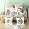 Throw Pillow Cover Non-Fading Create Atmosphere Breathable Eye-catching Cartoon Printing Rabbit Egg Pillowcase Decoration