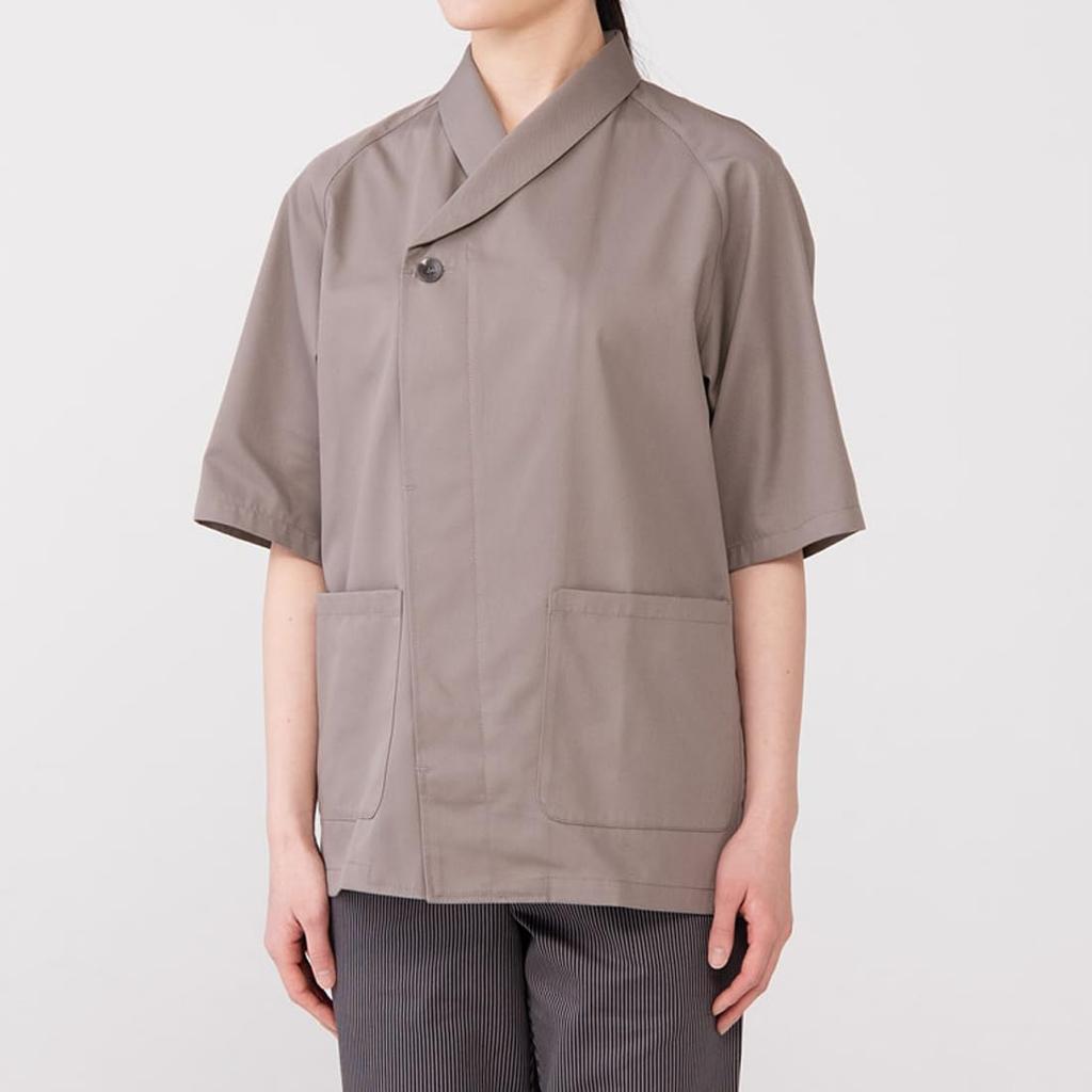 Семь Униформа Поварской Белый Китель, Топ, Рукава 3/4, Унисекс, EA3077-8, Японский Стиль, Подходит для Японских Ресторанов, Серо-бежевый, Размер S