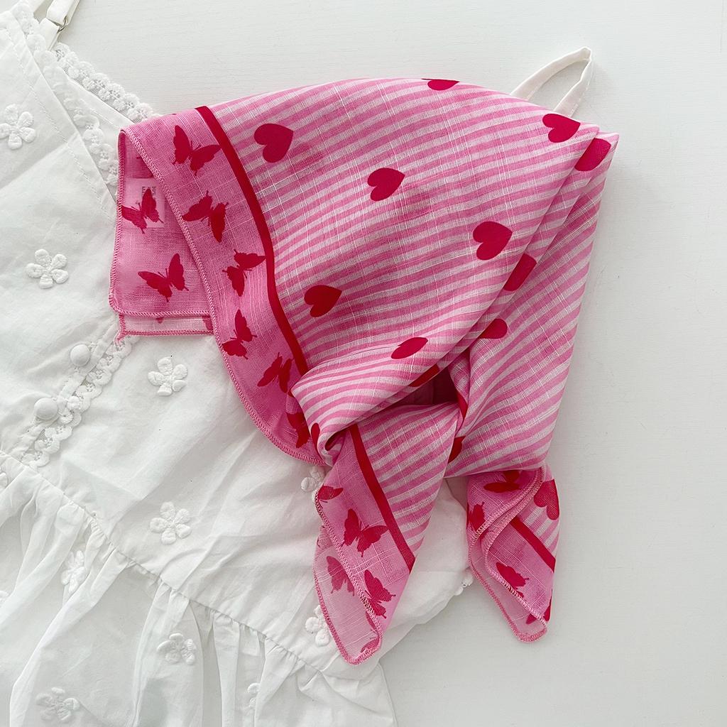 Retro Countryside Small Square Scarf French Artistic Cotton And Linen Scarf Women'S Spring And Autumn Summer Sun Shading And Sun Protection Headscarf