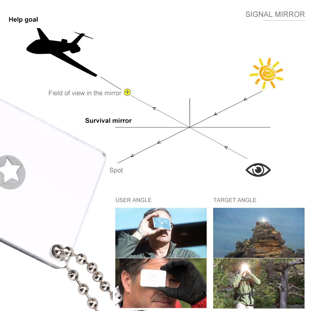 Outdoor Multifunctional Survival Emergency Rescue Reflective Signal Star Flash Mirror Tool