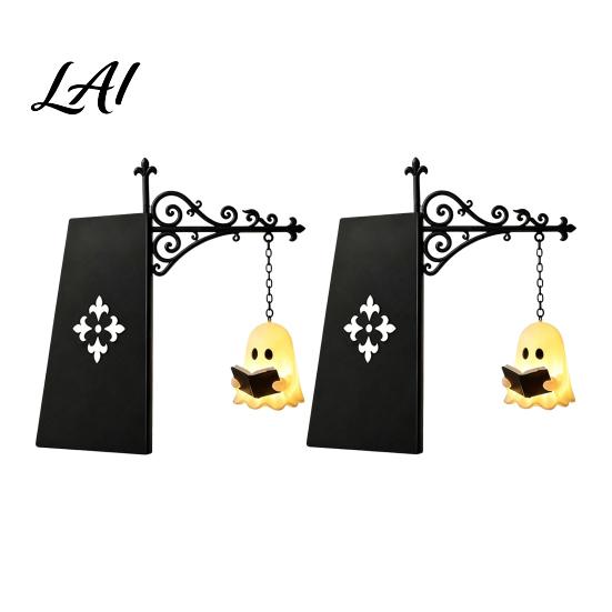Soft Warm Glow Lamp Ghost Bookshelf Night Light Reading Lantern with Sliding